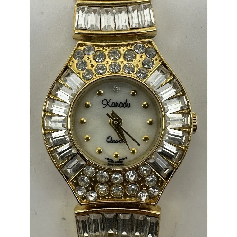 Xanadu Ladies Watch White Crystals New Battery 24MM 7.25